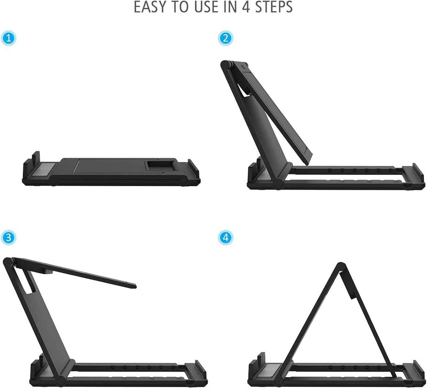 Foldable Portable and Angle Adjustable Phone Tablet Stand Holder for Desktop,Compatible with iPhone 15 14 13 12 11 iPad Pro Air Mini Kindle Galaxy Google PIXL (Large Size)