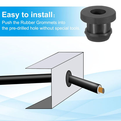 PATIKIL 7.5mm / 5/16 Inch Drill Hole,3/16 Inch ID Rubber Grommets, 15Pcs Top Hat Grommet for Wiring Eyelet Ring Gasket Automotive Firewall Cable Hole Plugs Wires Protection, Black