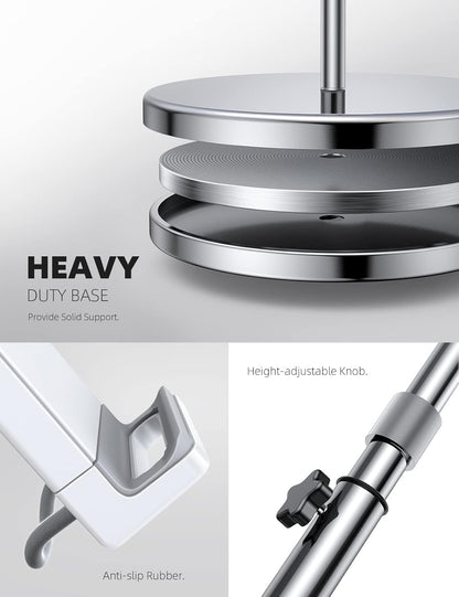 Lamicall Tablet Floor Stand Gooseneck - Swivel Tablet Holder Mount with Adjustable Height & 10.6lb Stable Base, for iPad mini Air Pro 12.9/9.7, Tab, Kindle, iPhone Air 17 Pro Max, Phones (4.7-13")