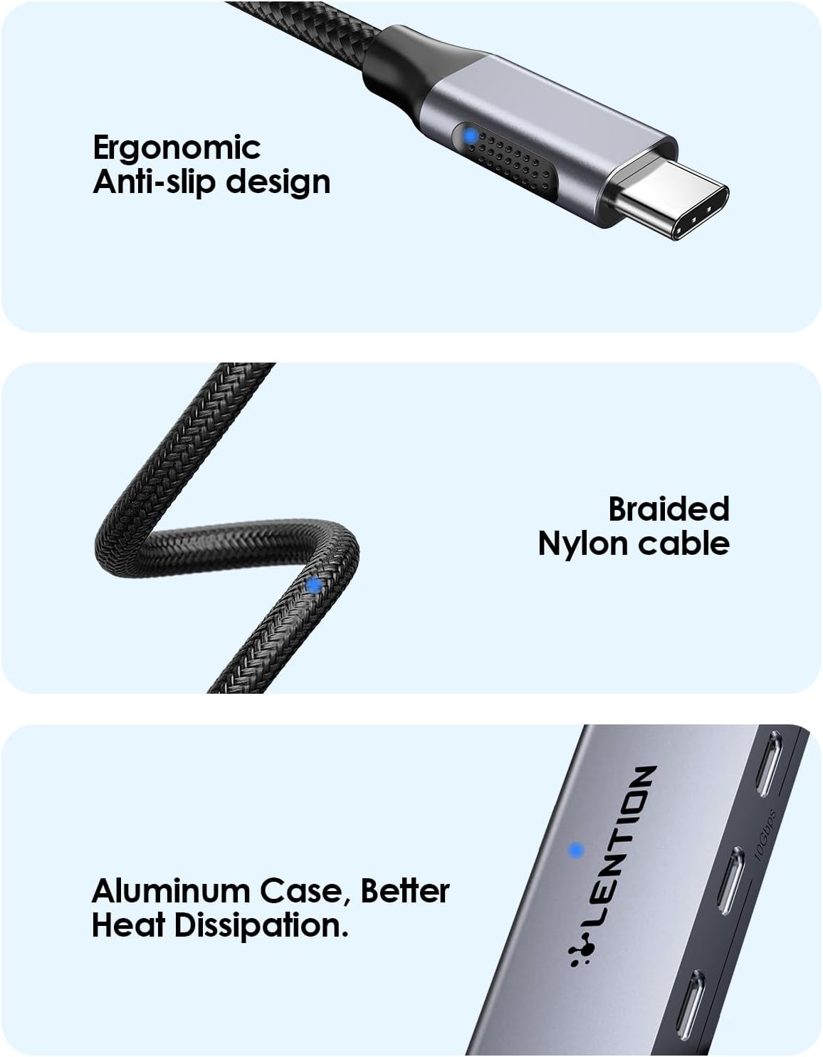 LENTION 6-in-1 USB C Hub Dock with a 4K @60HZ HDMI Display, 4 XUSB-C 3.2 Gen 2, 10 Gbps, PD 100W Charging and for iPhone15 Series, New MacBook Pro, Mac Air, More (CE33, Space Gray)