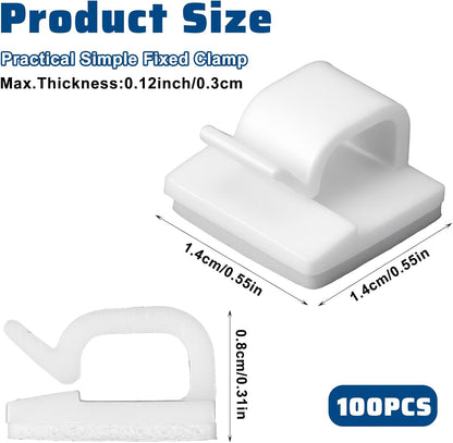 Ethernet Cable Clips Adhesive Cable Ties, 100PCS U Shape Wire Clips Organizer, Cord Management Staples for Ethernet, Wire Holders for Cords Christmas Lights, TV, PC, Desk, Wall, Car