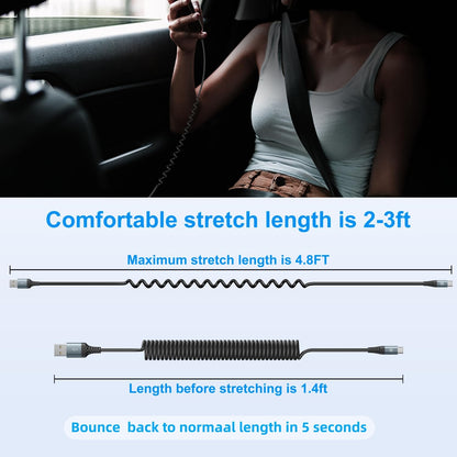 USB Type C Charger Cable Fast Charging [3FT+6FT], 2Pack Coiled USB A to USB C Charger Cable for Car Android Auto USB C Charger Cord, USBC Cable Compatible with iPhone 16/15/Samsung Galaxy A10e A20 S20