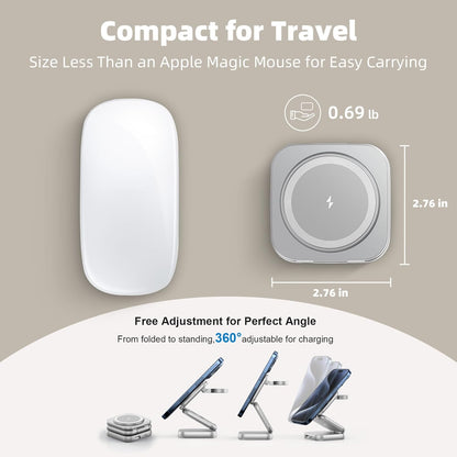 5-in-1 Wireless Charger for MagSafe, AC ISLAND Portable Travel Charging Station, 15W Max Fast Foldable Magnetic Stand, Evolved for iPhone 16/15/14/13 Series, Apple Watch, AirPods (with 35W Adapter)