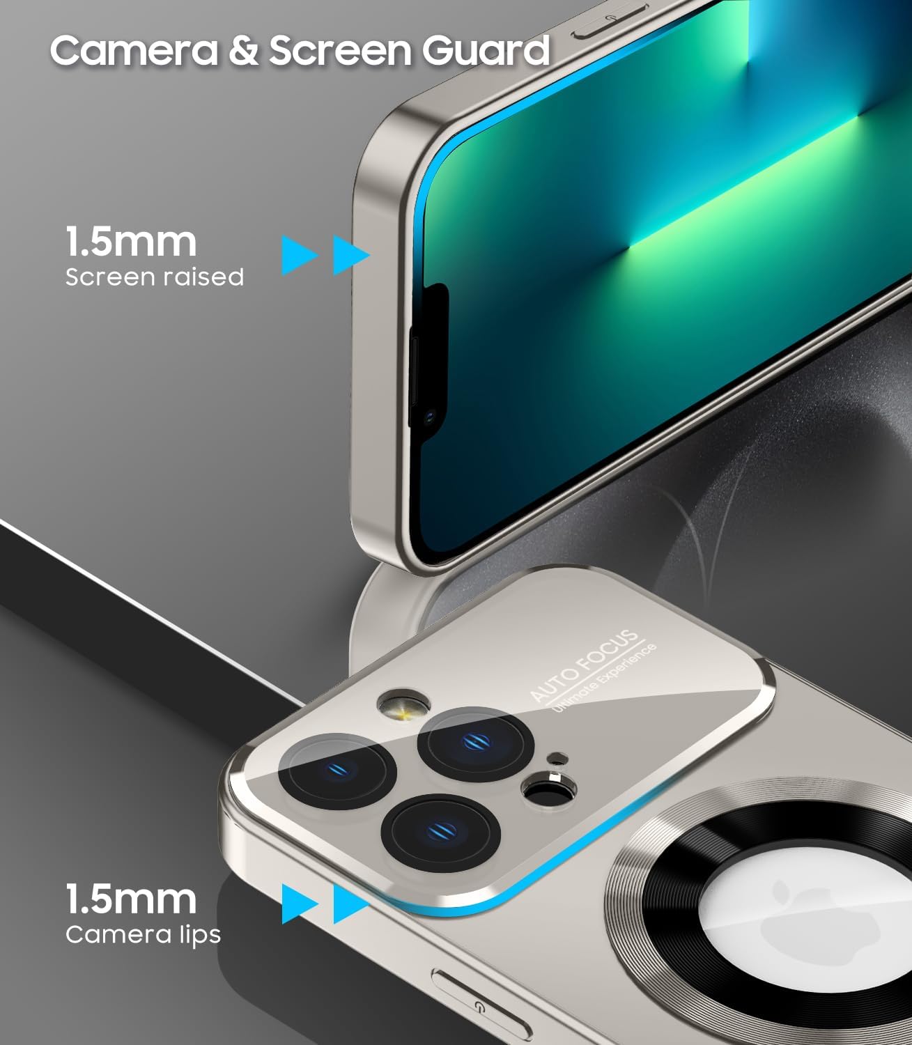 Magnetic for iPhone 13 Pro Max Case, Compatible with MagSafe, Built-in Camera Lens Protector, Logo View, Military Grade Drop Proof Phone Case Cover, Titanium Gray