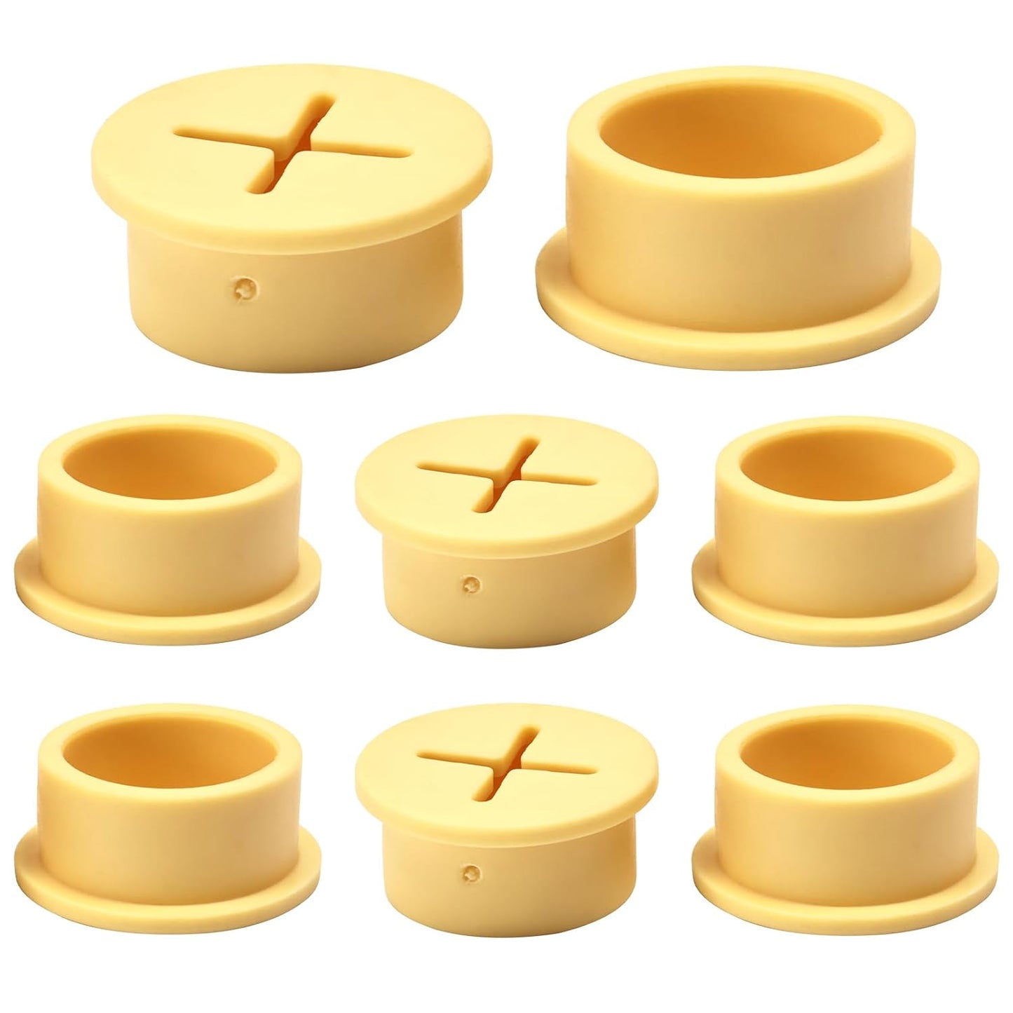 Desk Grommet, 1 in 25 mm Silicone Rubber Grommets, Yellow Desk Hole Cover for Cables, Flexible Wall Cord Pass Through Grommet for Office Table Computer Home Furniture Wire Organizer-8 Pcs