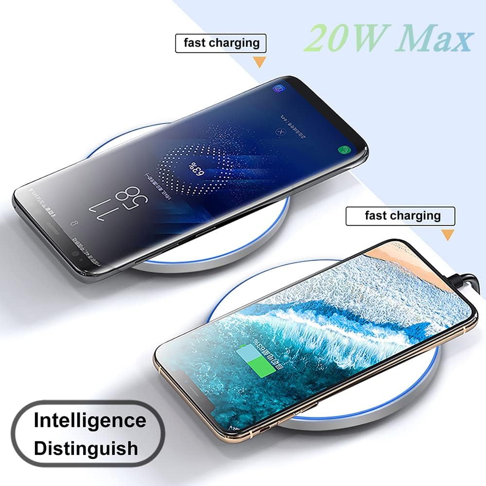 20W Fast Wireless Charger Pad,Wireless Phone Charging Station Compatible with iPhone 16/15/14/13/12/11/SE/X/AirPods,Fast Charge for Samsung Galaxy S25/S24/S23/S22/Note/Buds/Buds +,Pixel,LG