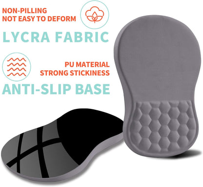 Ergonomic Mouse Pad Wrist Support with Memory Foam Massage Bulge, Carpal Tunnel Pain Relief Mousepad Wrist Rest for Mouse(12x8 inch, Silver Gray Light Purple)