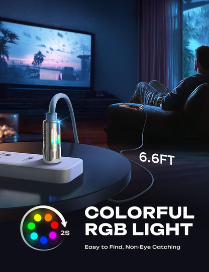 LISEN iPhone Cords Fast Charging 6 FT, 4 in 1 Charging Cable with Light, Chubby USB A/C to C/L Multi Charging Cable for iPhone 16 15 14 Pro Max/MacBook/iPad Pro/SamSungS25, Sky Blue iPhone Cord