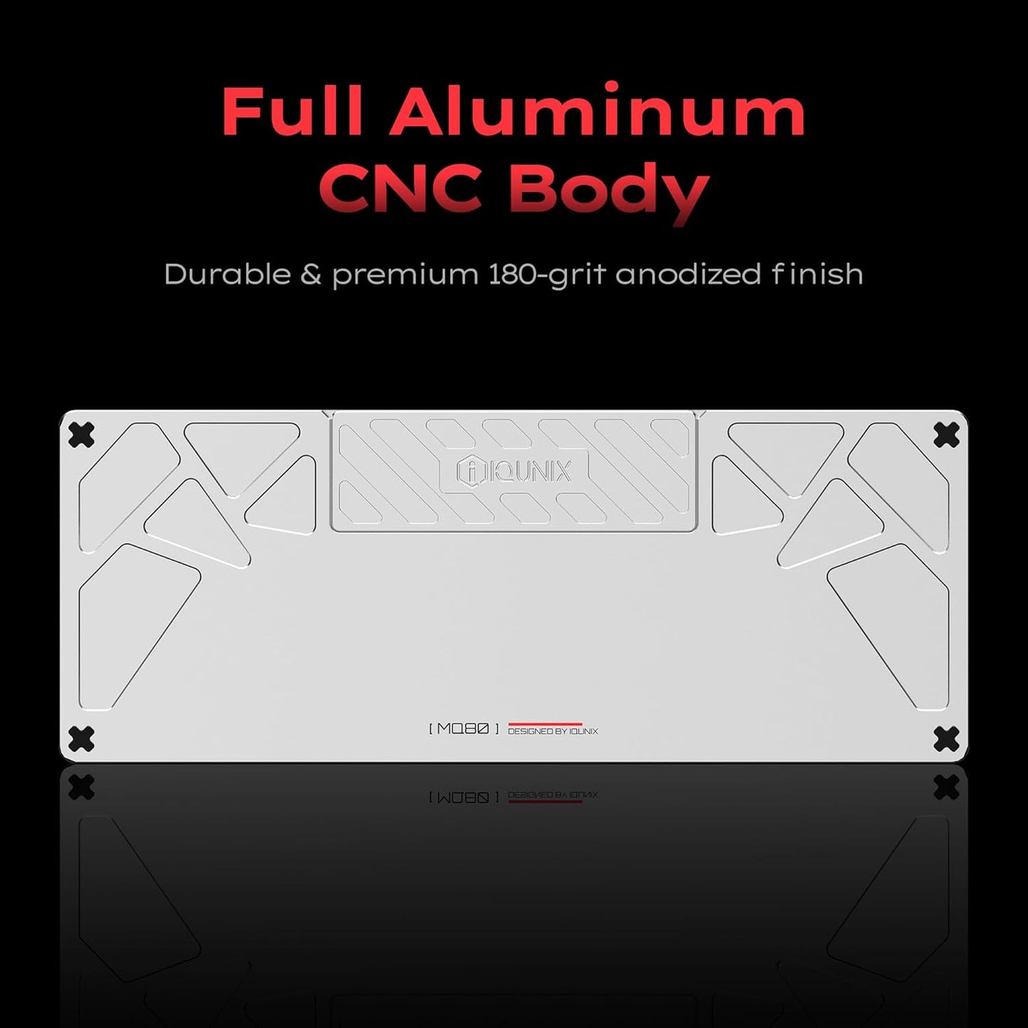 IQUNIX MQ80 Low Profile Mechanical Keyboard for Work and Gaming Tri Mode Wireless Wired CNC Aluminum Hot Swappable RGB Backlit Long Battery Life VIA Support (Silver)