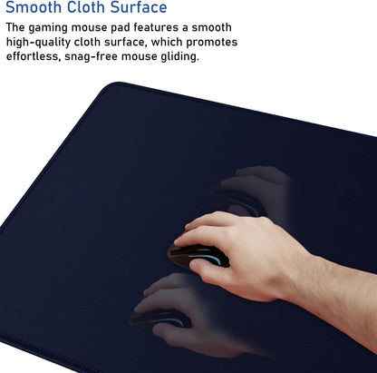 Large Extended Gaming Mouse Pad with Stitched Edges, Durable Non-Slip Natural Rubber Base, Waterproof Computer Keyboard Pad Mat for Esports Pros/Gamer/Desktop/Office/Home - Dark Blue