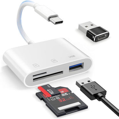 USB C SD Card Reader，SD Card Reader USB C for iPhone 15 16/iPad/Mac/Laptop，3 in 1 sd Card Reader with Dual Slots & USB Port for Mac MacBook Pro/Air/Mini Android Laptop More USBC Typec Devices