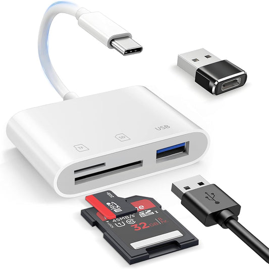 USB C SD Card Reader，SD Card Reader USB C for iPhone 15 16/iPad/Mac/Laptop，3 in 1 sd Card Reader with Dual Slots & USB Port for Mac MacBook Pro/Air/Mini Android Laptop More USBC Typec Devices