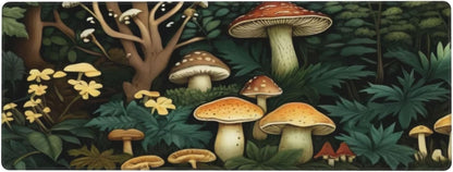 Gaming Mouse Pad, Large Non-Slip Rubber Base Mousepad, Keyboard Mouse Mat, Desk Pad with Stitched Edges, 31.5x11.8inch, Mushroom Forest