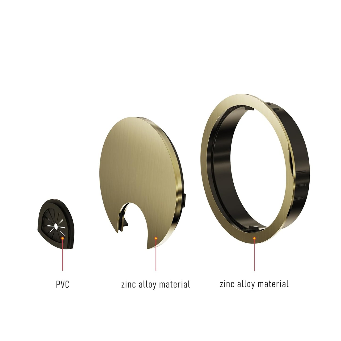 Desk Grommet 2 Inch 50mm, Zinc Alloy Computer Desk Wire Hole Cover, Office Desktop Cord Cable Hole Metal Ring, Bronze Tone