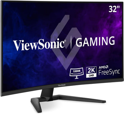 ViewSonic VX3228C-2K 32 Inch 1440p Curved Gaming Monitor with 1ms, 180Hz, FreeSync, Eye Care, HDMI, and DisplayPort Inputs
