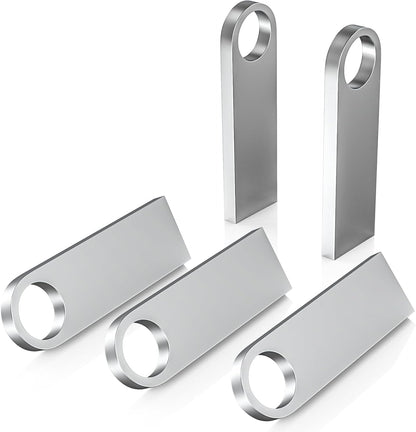 ABLAZE 8GB Flash Drive 5 Pack, Metal USB 2.0 Thumb Drives with Keychains USB Stick Pendrive (Sliver)