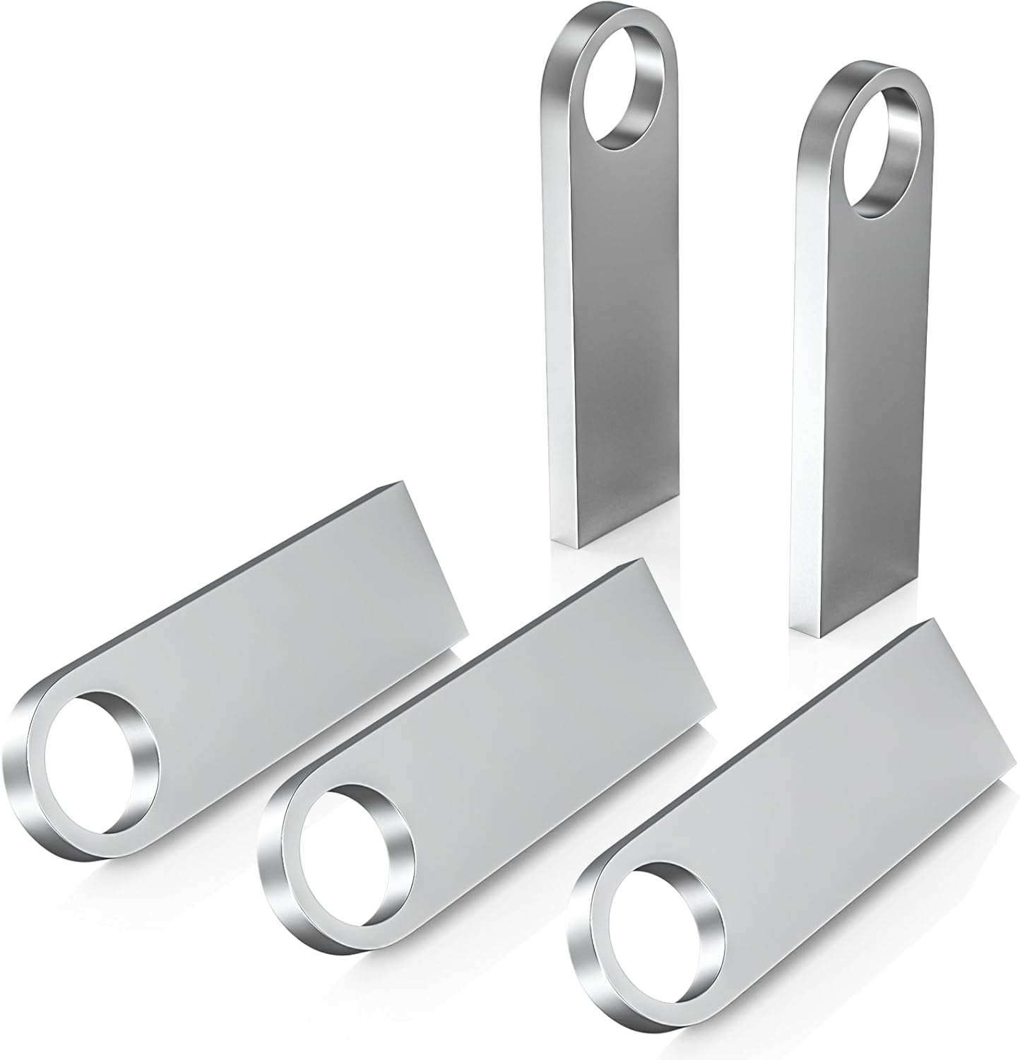 ABLAZE 64GB Flash Drive 5 Pack, Metal USB 2.0 Thumb Drives with Keychains USB Stick Pendrive (Sliver)