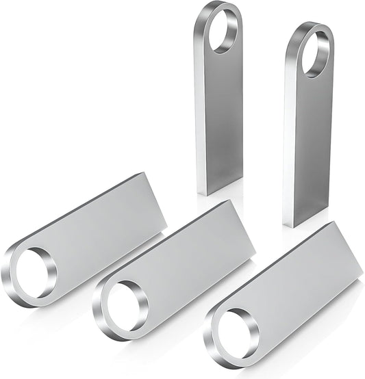 ABLAZE 16GB Flash Drive 5 Pack, Metal USB 2.0 Thumb Drives with Keychains USB Stick Pendrive (Sliver)