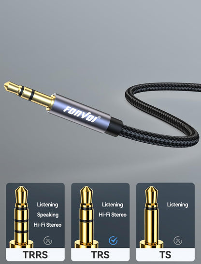 FONVOi15FT 3.5mm Aux Jack Audio Extension Cable,Male to Female,TRS Headphone Extension Cable Compatible with Heaphone, MP3 Players iPhone iPad Tablets Media Player