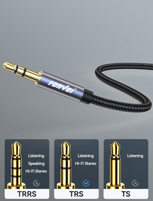 8FT 3.5mm Aux Jack Audio Extension Cable,Male to Female,TRS Headphone Extension Cable Compatible with Heaphone, MP3 Players iPhone iPad Tablets Media Player