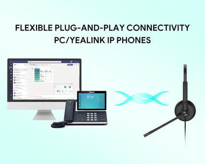 UH34 USB Headset with Microphone for PC Laptop,Wired Headset,On-Ear Headphones with Noise-Cancelling Microphone UH34 Dual UC