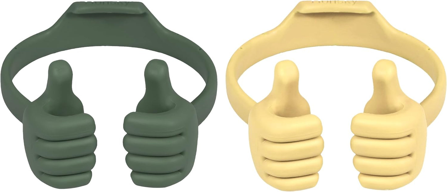 Honsky Cell Phone Stand Holder 2-Pack,Thumbs Up Lazy Phone Stand,Universal Adjustable Flexible Dock for All Phones & Tablets,Cute Stocking Stuffer Gift for Teen Girls,Dark Green/Light Yellow