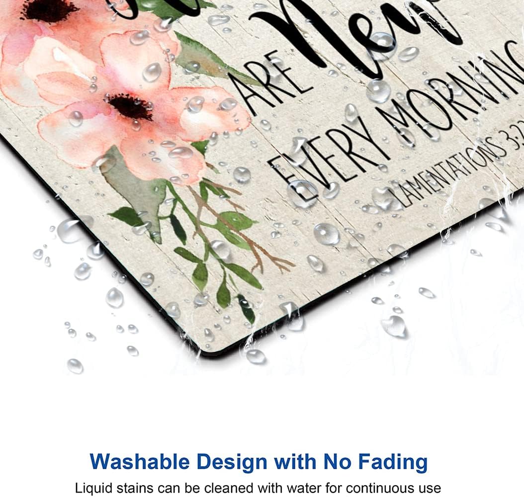 Hokafenle Square Mouse Pad, Inspirational Quote Mouse Pad with Floral Design, Motivational Mouse Mat Waterproof Mousepad Non-Slip Rubber Base Mouse Pads for Office Laptop