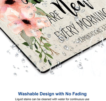 Hokafenle Square Mouse Pad, Inspirational Quote Mouse Pad with Floral Design, Motivational Mouse Mat Waterproof Mousepad Non-Slip Rubber Base Mouse Pads for Office Laptop