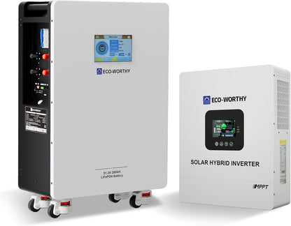 ECO-WORTHY Home Power Station Backup, 48V 280AH LiFePO4 Battery with 5KW Inverter, Communication Support, for Home Backup, Emergency, Solar Energy System