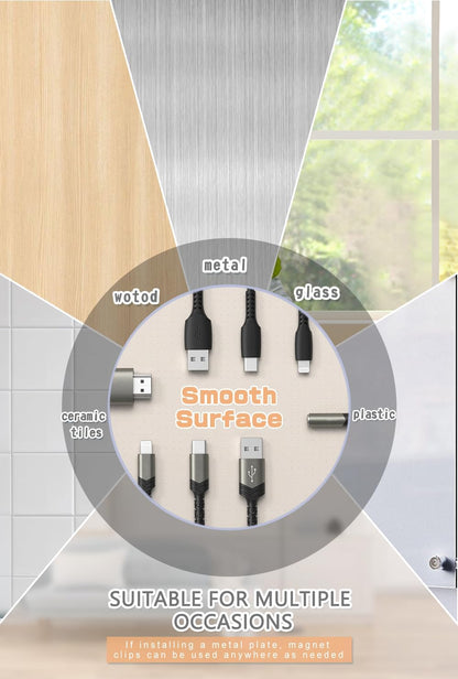 Maveek 5 Sets Magnetic Cable Management Clips with Discs, Adhesive Cable Holder Electrical Wire Clips Cord Organizer for Desktop Wall Kitchen USB LAN Type-c (White)