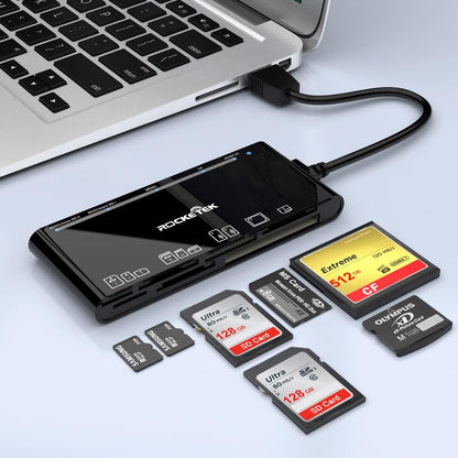 USB3.0 Multi-Card Reader, SD/TF/CF/Micro SD/XD/MS 7 in 1 Fast 5Gbps Memory Card Reader/Writer/Hub for SD SDXC SDHC CF CFI TF Micro SD Micro SDXC Micro SDHC MS MMC UHS-I Cards,for Windows/Linux/Mac OS