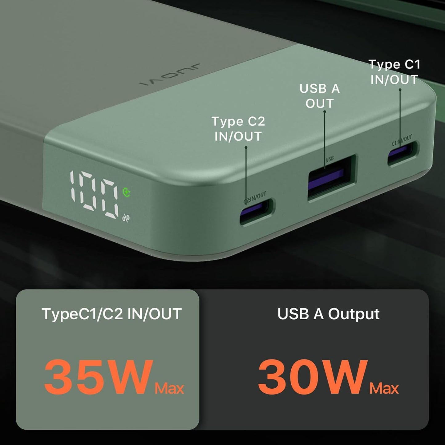 Power Bank Fast Charging 10000mAh 35W Portable Charger Small Battery Pack with PD 3.0 & QC 4.0 Type-C USB-A Input Output Lightweight Phone Charger Compatible for iPhone Samsung iPad