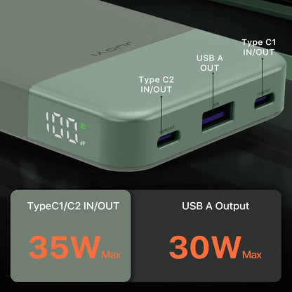Power Bank Fast Charging 10000mAh 35W Portable Charger Small Battery Pack with PD 3.0 & QC 4.0 Type-C USB-A Input Output Lightweight Phone Charger Compatible for iPhone Samsung iPad
