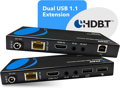 OREI 4K KVM HDMI Extender Over LAN HDBaseT PoC Single CAT5e/CAT6A/CAT7 Cable 4K 60Hz - Upto 400 feet 4:4:4 - Remote, Keyboard, Mouse, USB Control