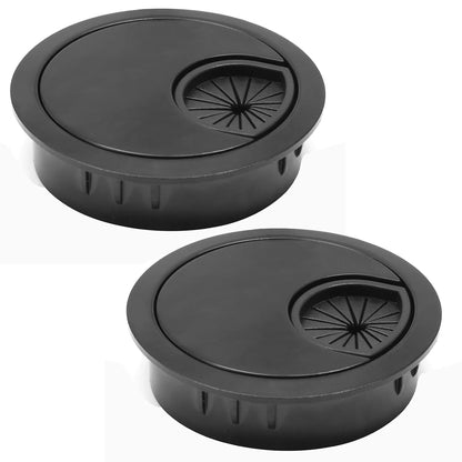 2 Pcs Desk Grommet 2" / 50 mm, Desk Cord Hole Cover, Cable Grommet Metal Zinc Alloy Materilal, Desk Hole Grommet for Home & Office Pc, Detachable Cable Cord Organizer-Flat Black