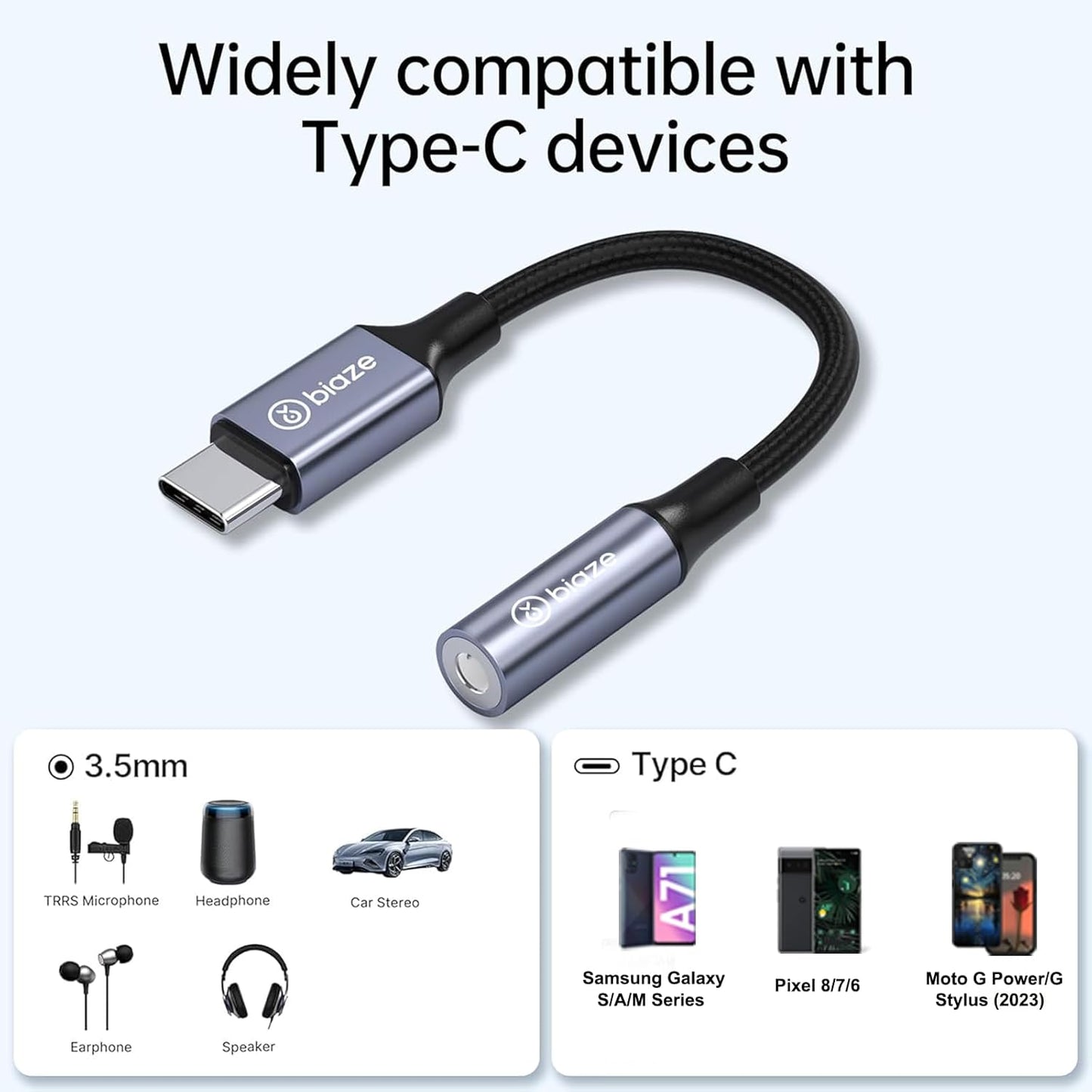 USB C to 3.5mm Headphone Jack Adapter, USB C to Aux Audio Dongle Adapter Compatible with Samsung Galaxy S10/S20/S21, Pixel 4/+ 4XL, and More Type C Devices