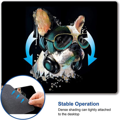Square Mouse Pad, Colorful Stylish Bulldog Mouse Pad, Mouse Mat Square Waterproof Mouse Pads Non-Slip Rubber Base MousePads for Office Laptop