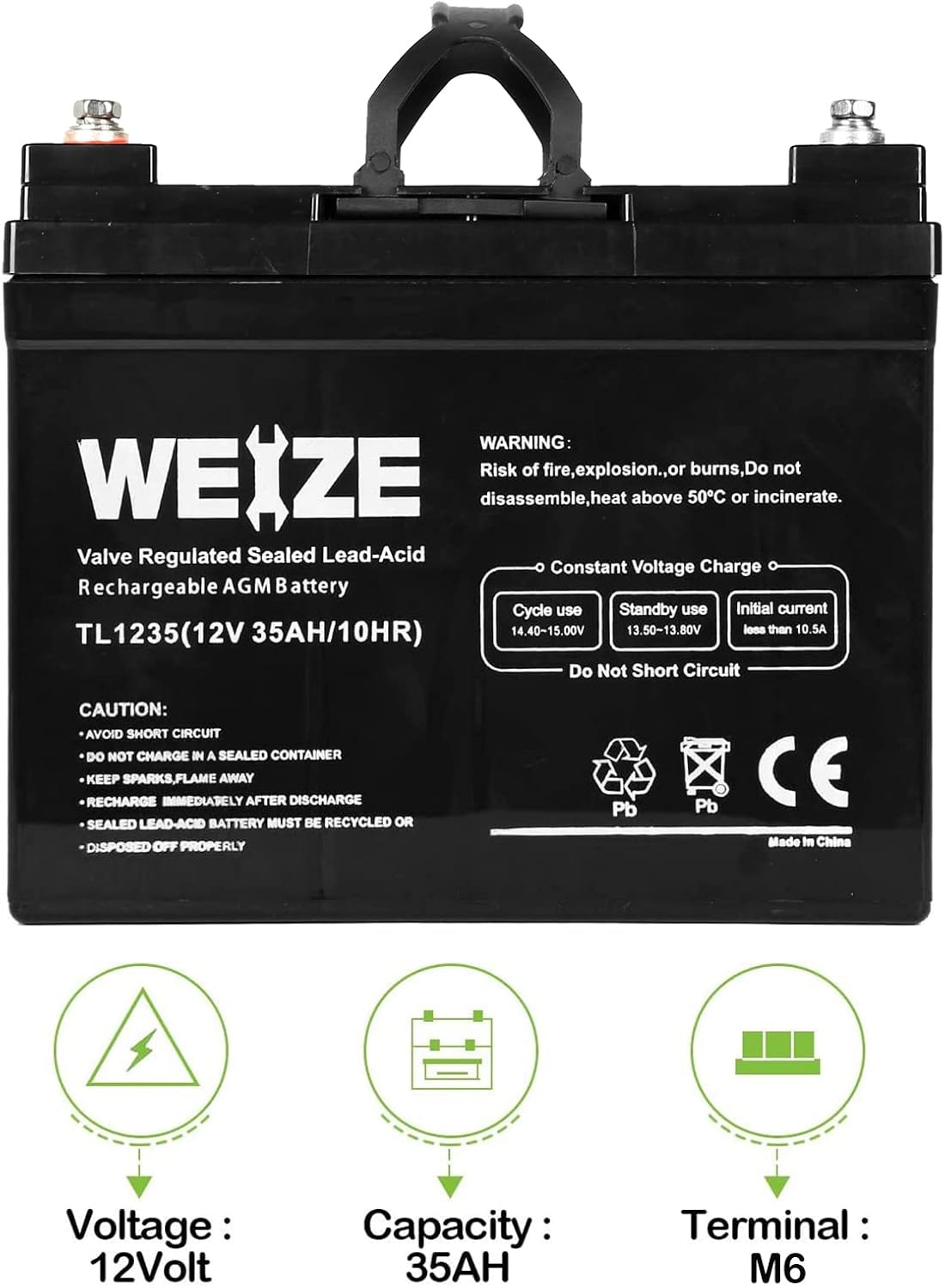 WEIZE 12V 35AH Deep Cycle Battery for Scooter Pride Mobility Jazzy Select Electric Wheelchair, Set of 2