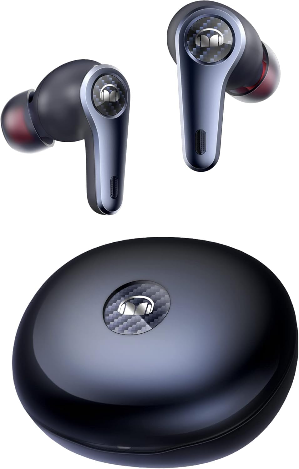 Monster Clarity 8.0 Hybrid Active Noise Cancelling Wireless Earbuds, 42dB in-Ear ANC Earphones Deep Bass with 6 Mics, Bluetooth 5.2, 50H Play Time with Wireless Charging Case,Blue