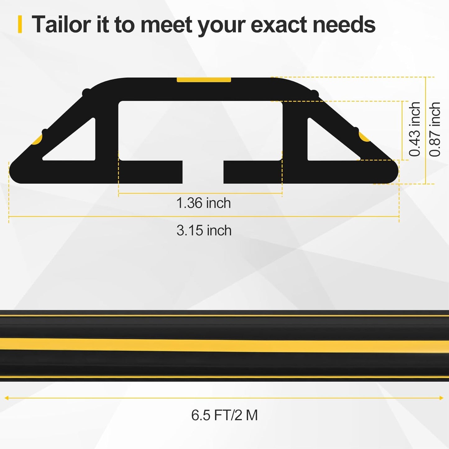 Floor Cord Cover 6.5Ft Heavy Duty PVC Floor Cable Protector Electric Cord Hider Cable Management Floor Strip Extension Cord Covers Cable Raceway for Wires on Floor Inner Channel 1.36" W x 0.43" H