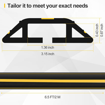 Floor Cord Cover 6.5Ft Heavy Duty PVC Floor Cable Protector Electric Cord Hider Cable Management Floor Strip Extension Cord Covers Cable Raceway for Wires on Floor Inner Channel 1.36" W x 0.43" H