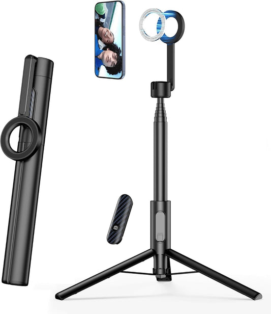 SEAJIC for MagSafe Tripod for iPhone 64 Selfie Stick Tripod Phone with Metal Ring and Remote, Phone for Video Recording, Cell Phone Mount Stand for Cellphone