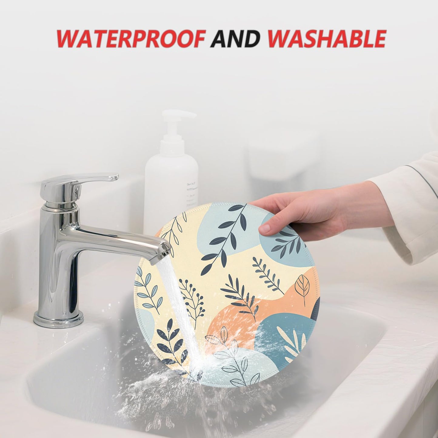 ITNRSIIET Mouse Pad Non-Slip Rubber Base Smooth Surface Stitched Edges Waterproof Durable Compatible with All Mice for Office & Gaming, Desk Accessory, Diameter 8.7 inch, VividFoliage