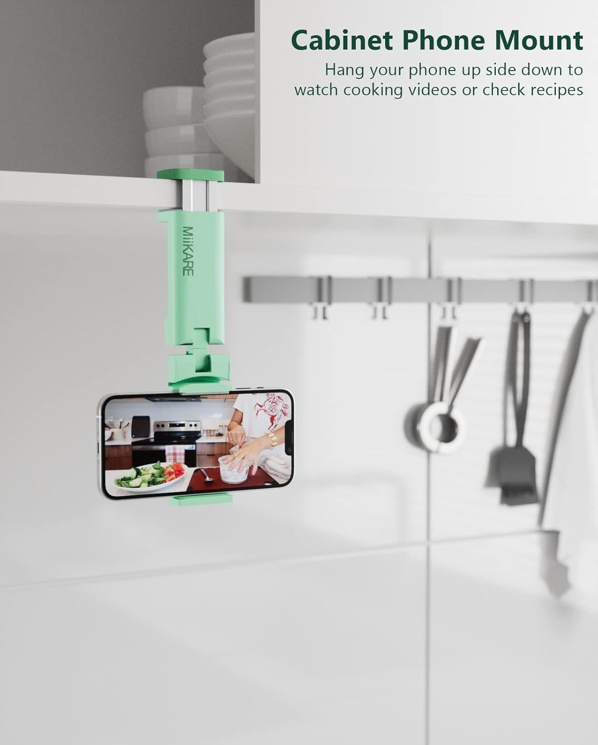 MiiKARE Airplane Travel Essentials Phone Holder, Universal Handsfree Phone Mount for Flying with 360 Degree Rotation, Travel Accessory for Airplane, Travel Must Haves Phone Stand for Desk, Table-Green