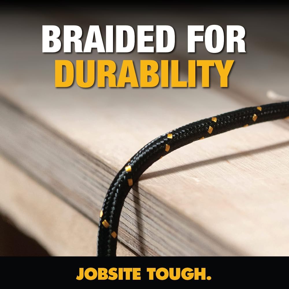 DEWALT Heavy Duty USB to Micro-USB Cable, Jobsite Micro USB Connector Cable, High Speed Charging Cord for Compatible Android Phones, Cameras, Legacy Devices, 6 ft (Black)