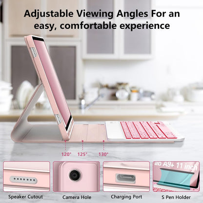 Galaxy Tab A9 Plus Case with Keyboard 5G 11 Inch 2023 (SM-X210/X216/X218), 7 Color Backlit Detachable Tablet Keyboard Cover with S Pen Holder for Samsung Galaxy Tab A9+ 11" (Pink)