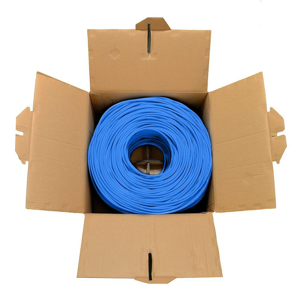 Dripstone CAT6 Ethernet Cable 1000ft Bulk Network LAN Wire 23AWG Solid CCA UTP 550MHz High-Speed Internet Cable Gaming, Streaming, Office, Home Use, Pull Box, CAT 6 Bulk, Stable Connectivity - Blue