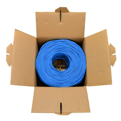 Dripstone CAT6 Ethernet Cable 1000ft Bulk Network LAN Wire 23AWG Solid CCA UTP 550MHz High-Speed Internet Cable Gaming, Streaming, Office, Home Use, Pull Box, CAT 6 Bulk, Stable Connectivity - Blue
