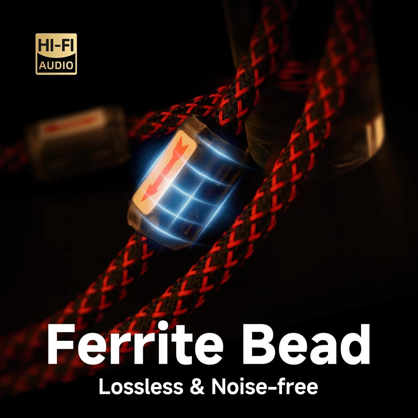 TODN Audiophile RCA to RCA Audio Cable Stereo RCA Cord with Copper Braided Shielded and Ferrite Bead for Home Theater (1.64ft/0.5m, 1 Pair)