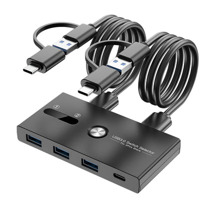 USB C Switch&USB A Switch 2 in 1,USB switcher 2 Computers Sharing USB C & A Devices, 4 Port USB Switcher Sharing Keyboard and Mouse/Printer/Scanner USB 3.0 KVM Switch(Not Support Charging/Monitor)